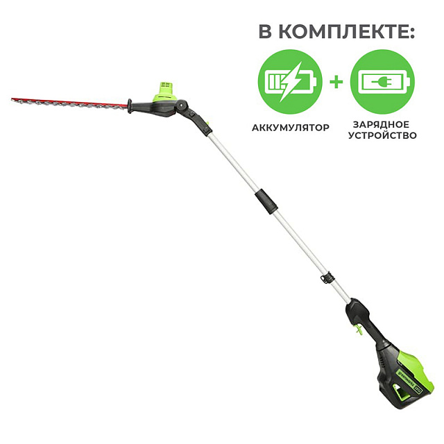 Greenworks GD60PHT61K2 60V, 51см, бесщеточный, с АКБ 2 А/ч и ЗУ