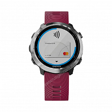 спортивные часы Garmin Forerunner 645 Music с вишневым ремешком