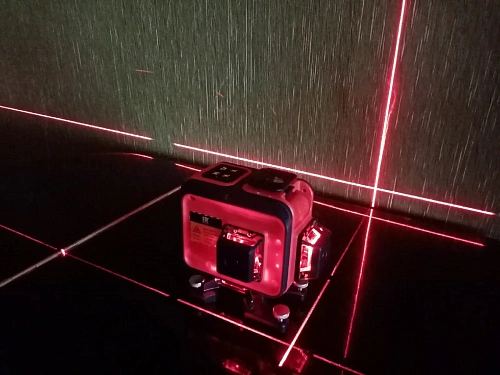RGK PR-38R + штатив, приемник, рейка - лазерный нивелир 3d с красным лучом